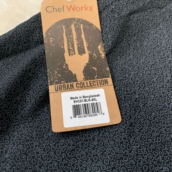 New Chef Works Black Short Sleeve Geometric Work Button Down Shirt Size 4XL Top - Picture 3 of 7